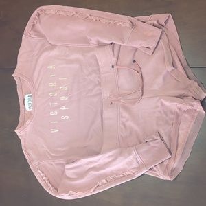 Victoria's Secret Sport sweatshirt and shorts set maroon tulle thumb holes